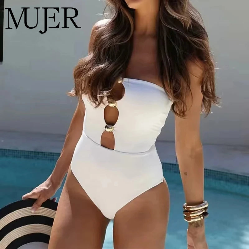 MUJER 2026 Off Shoulder Tight Body Woman White Cut Out Sleeveless Lingerie Bodysuit Women Summer Sleeveless Sexy Woman Bodys