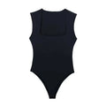 MUJER 2026 Black Woman Body Square Neck Sleeveless Bodysuit Women Blue White Sexy Tight Bodysuit Lingerie Bodycon Summer Tops