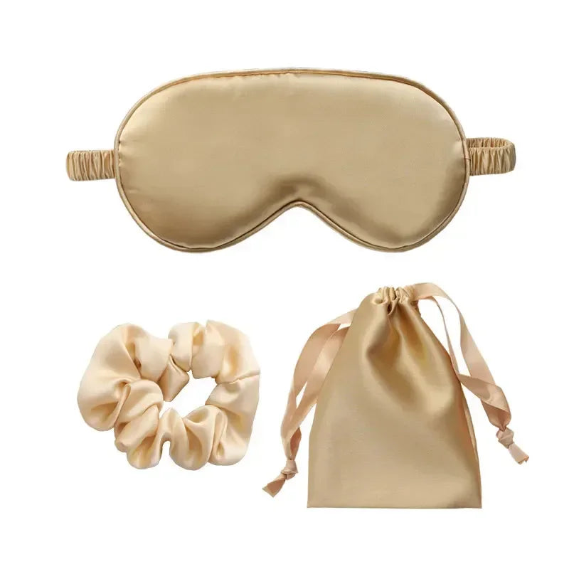 3Pcs Set Women Imitated Silk Sleep Eye Mask Eye Patches Face Mask Eyeshade Blindfold Travel Rest Eye Cover Night Eyeshade