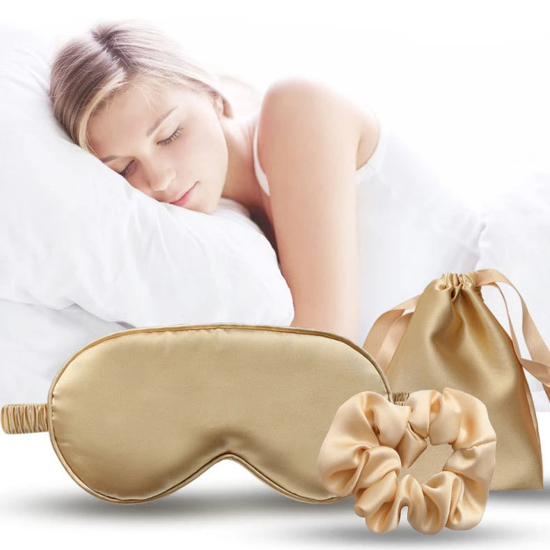 3Pcs Set Women Imitated Silk Sleep Eye Mask Eye Patches Face Mask Eyeshade Blindfold Travel Rest Eye Cover Night Eyeshade