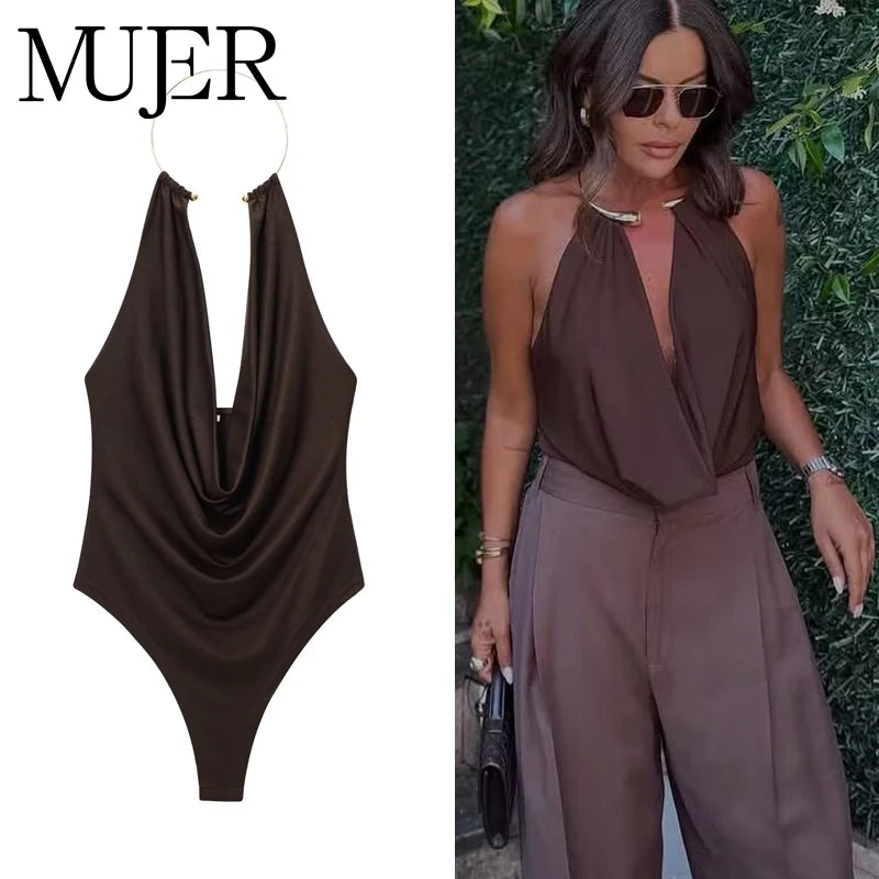 MUJER 2026 Sexy Bodysuit Women Summer Backless Body Suits Women Sleeveless Tops Woman Sexy Outfits Lingerie Jumpsuits for Woman