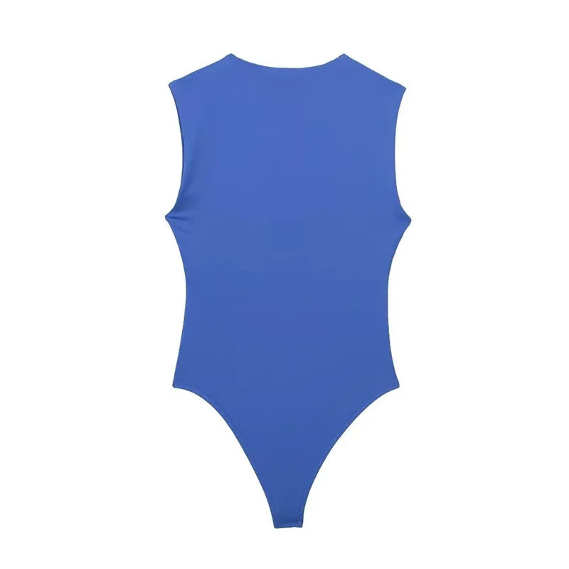 MUJER 2026 Black Woman Body Square Neck Sleeveless Bodysuit Women Blue White Sexy Tight Bodysuit Lingerie Bodycon Summer Tops